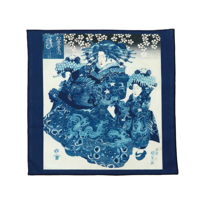 5th image: Ukiyo-e Japanese Art Handkerchief - Ukiyo-e Kunisada Utagawa , Navy tones | 1000-3008