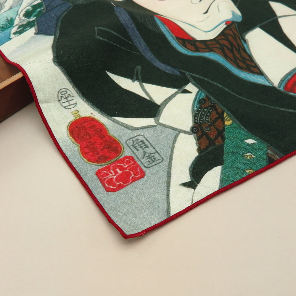 2nd image: Ukiyo-e Japanese Art Handkerchief - Ukiyo-e Kuniyoshi Utagawa , Black tones | 1000-3011