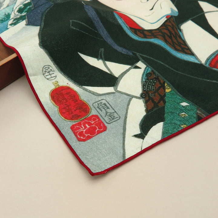 2nd image: Ukiyo-e Japanese Art Handkerchief - Ukiyo-e Kuniyoshi Utagawa , Black tones | 1000-3011