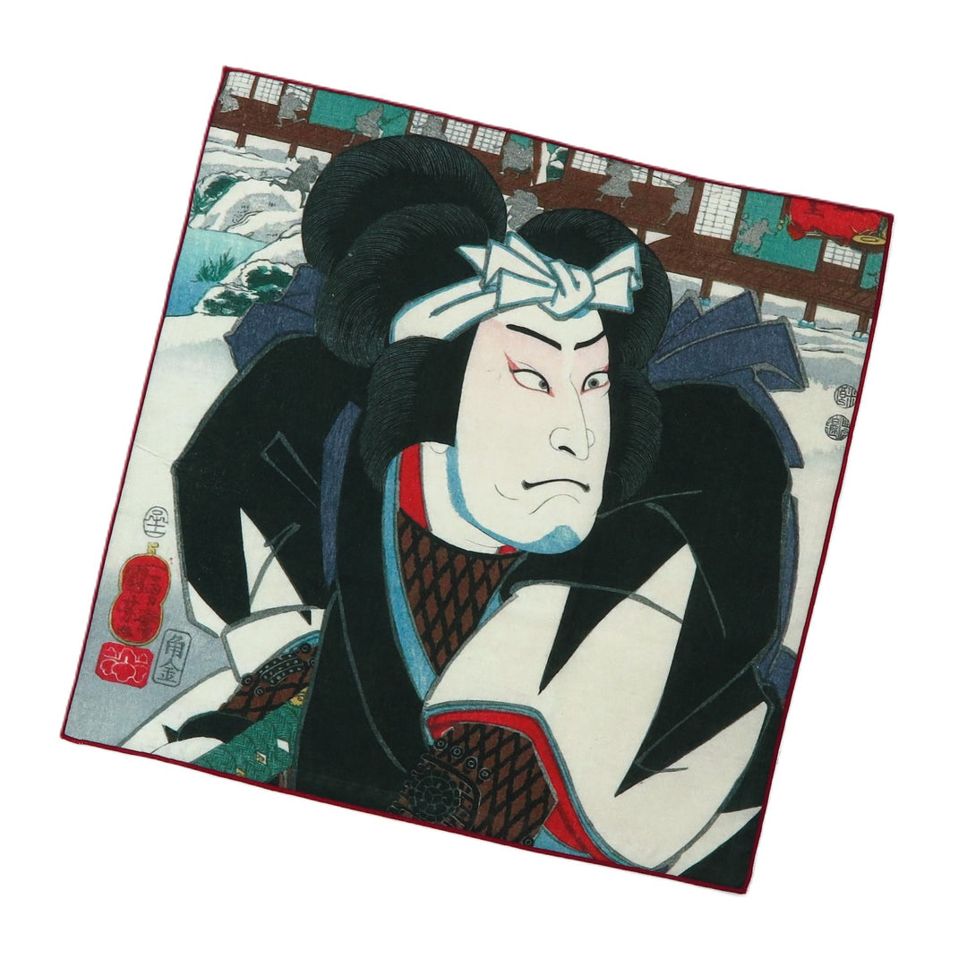 4th image: Ukiyo-e Japanese Art Handkerchief - Ukiyo-e Kuniyoshi Utagawa , Black tones | 1000-3011