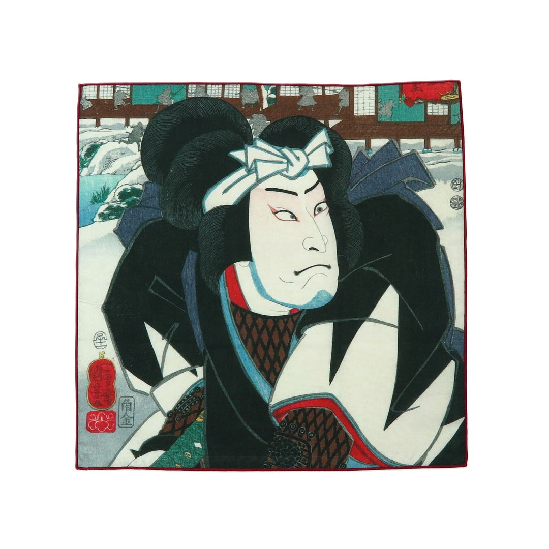5th image: Ukiyo-e Japanese Art Handkerchief - Ukiyo-e Kuniyoshi Utagawa , Black tones | 1000-3011