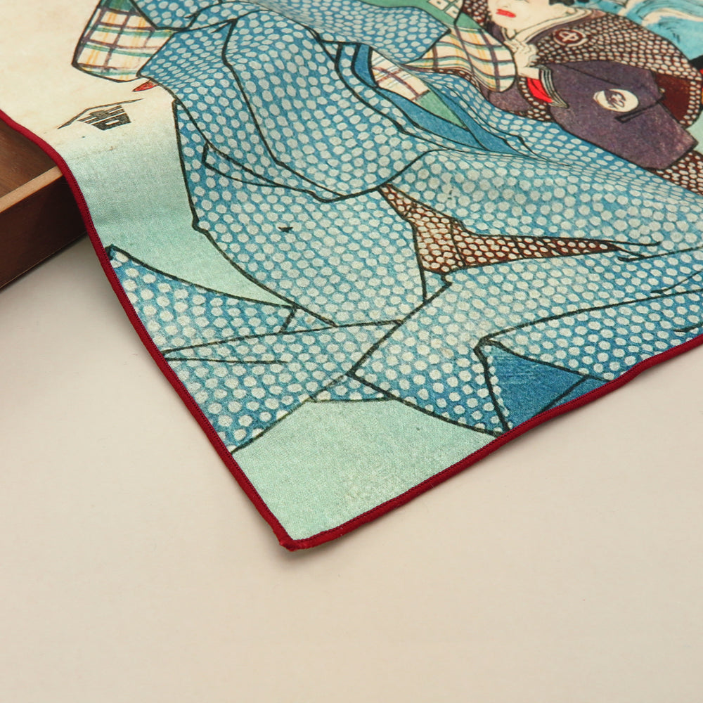 2nd image: Ukiyo-e Japanese Art Handkerchief - Ukiyo-e Kuniyoshi Utagawa , Blue tones | 1000-3014