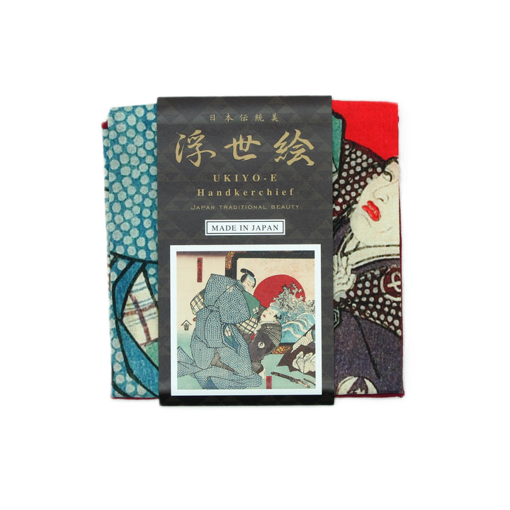 6th image: Ukiyo-e Japanese Art Handkerchief - Ukiyo-e Kuniyoshi Utagawa , Blue tones | 1000-3014