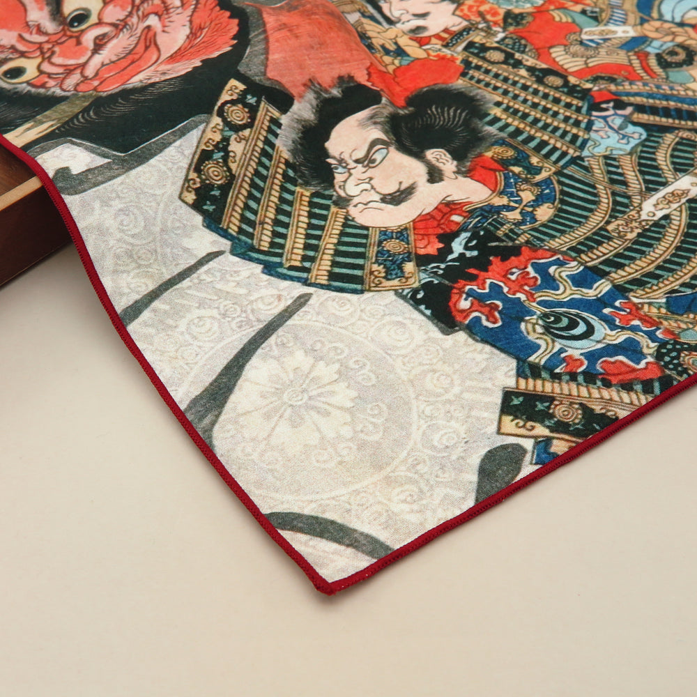 2nd image: Ukiyo-e Japanese Art Handkerchief - Ukiyo-e Kuniyoshi Utagawa , Black tones | 1000-3015