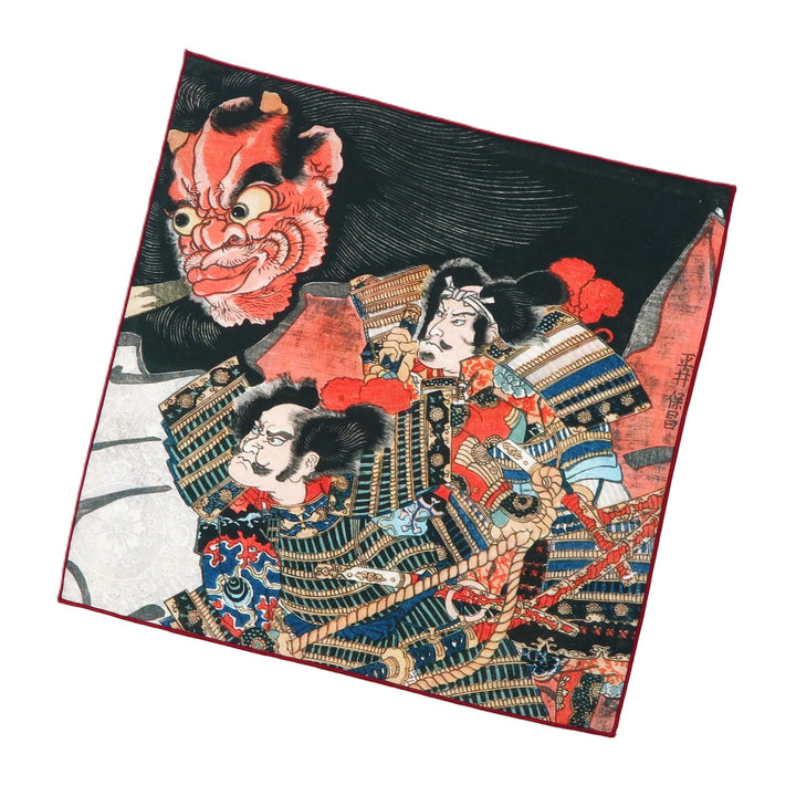 4th image: Ukiyo-e Japanese Art Handkerchief - Ukiyo-e Kuniyoshi Utagawa , Black tones | 1000-3015