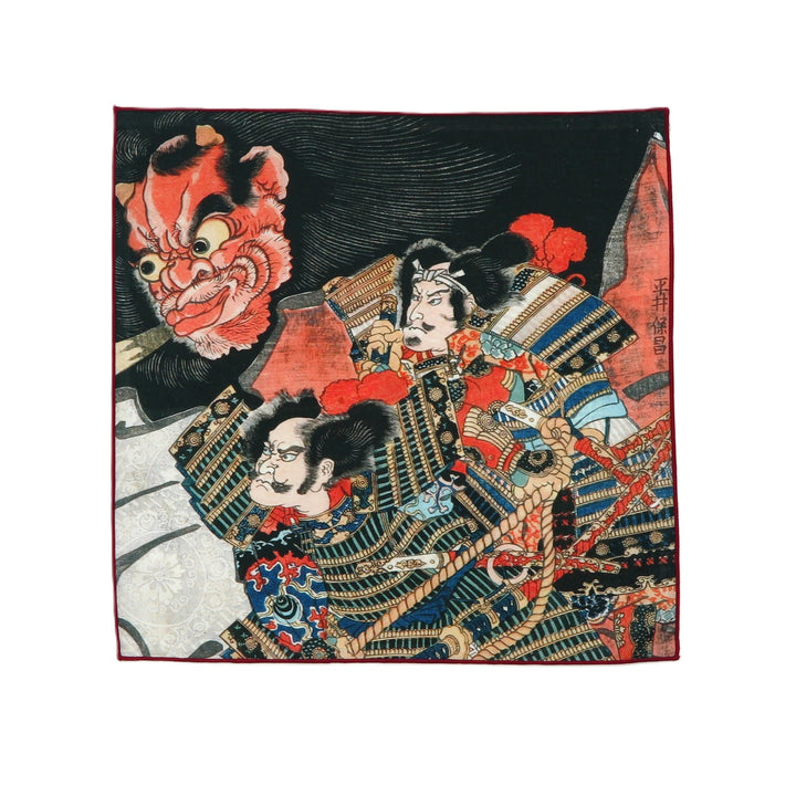 5th image: Ukiyo-e Japanese Art Handkerchief - Ukiyo-e Kuniyoshi Utagawa , Black tones | 1000-3015