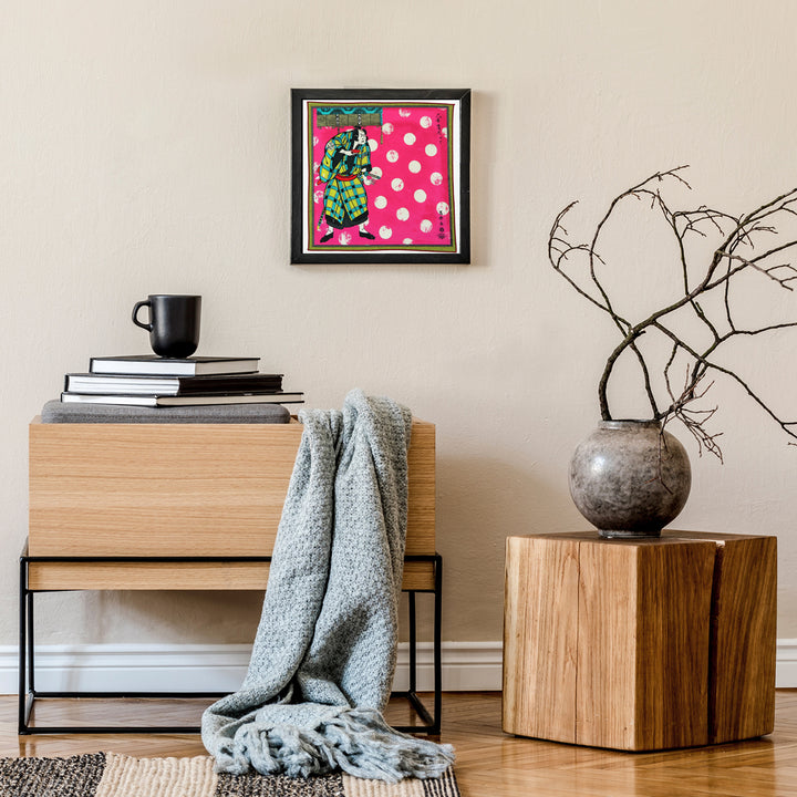 3nd image: Designer collabs Handkerchief - Ukiyo-e Sharaku Toshusai , Pink tones | 1000-4003