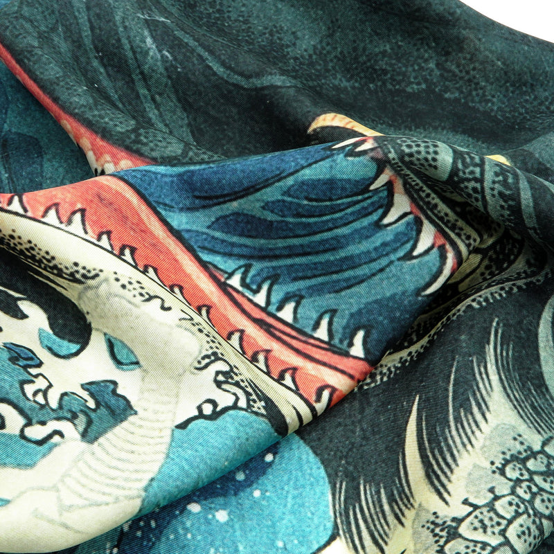 8th image: Ukiyo-e Japanese Art Silk Scarf - Kuniyoshi Utagawa , Multicolor | 1000-1003