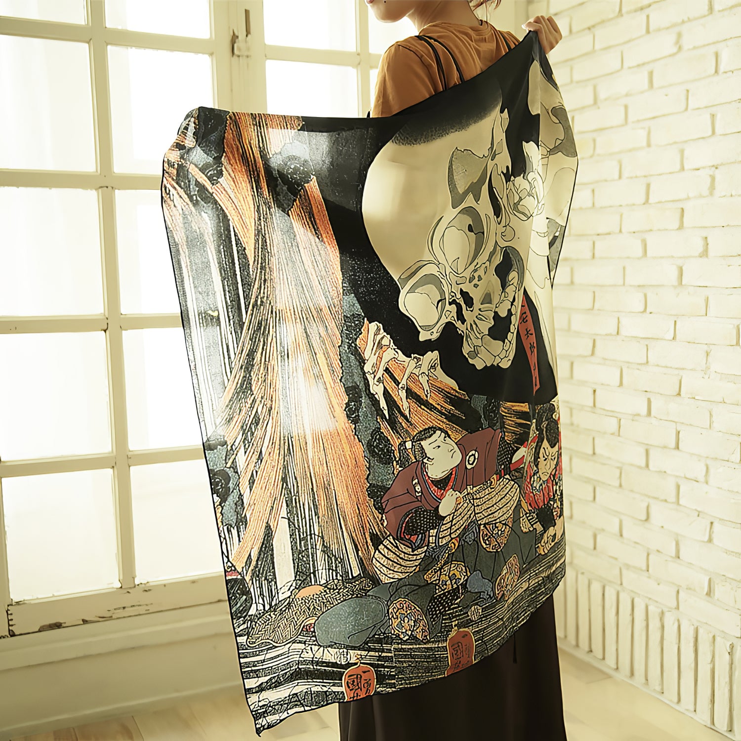 2nd image: Ukiyo-e Japanese Art Silk Scarf - Kuniyoshi Utagawa , Multicolor | 1000-1010