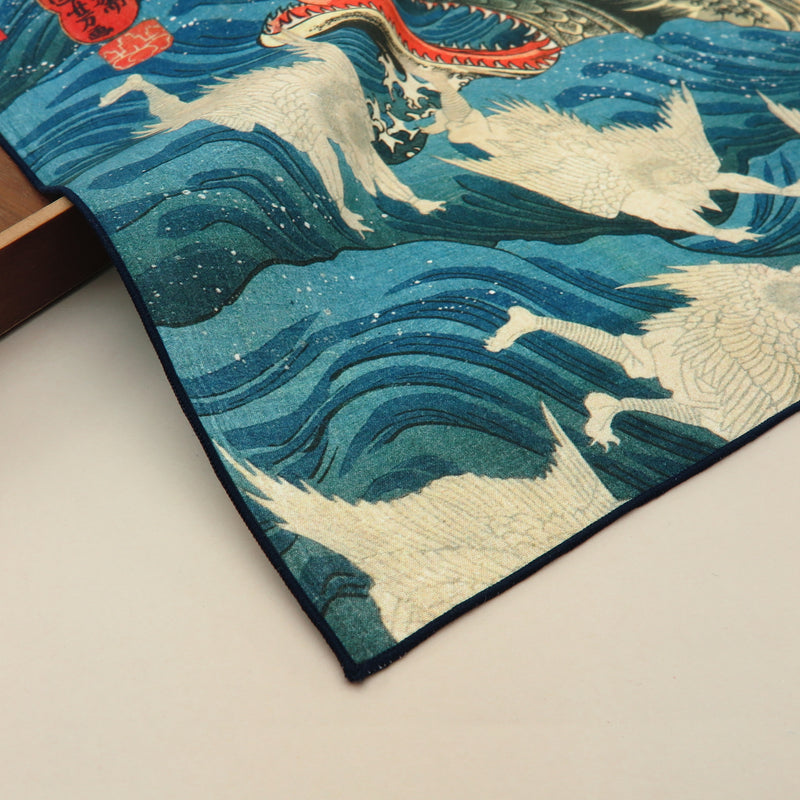 2nd image: Ukiyo-e Japanese Art Handkerchief - Ukiyo-e Kuniyoshi Utagawa , Blue tones | 1000-3001