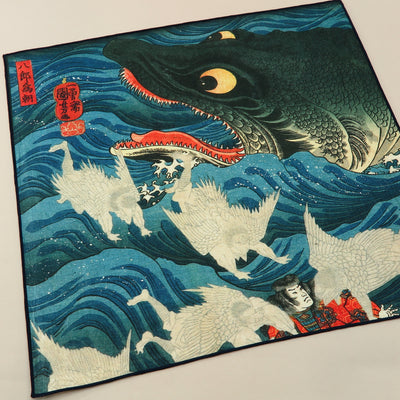 Main image: Ukiyo-e Japanese Art Handkerchief - Ukiyo-e Kuniyoshi Utagawa , Blue tones | 1000-3001