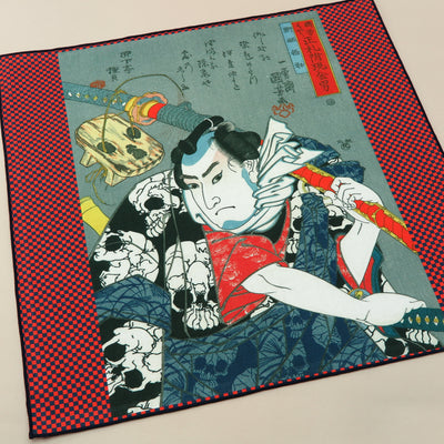 Main image: Ukiyo-e Japanese Art Handkerchief - Ukiyo-e Kuniyoshi Utagawa , Red tones | 1000-3004