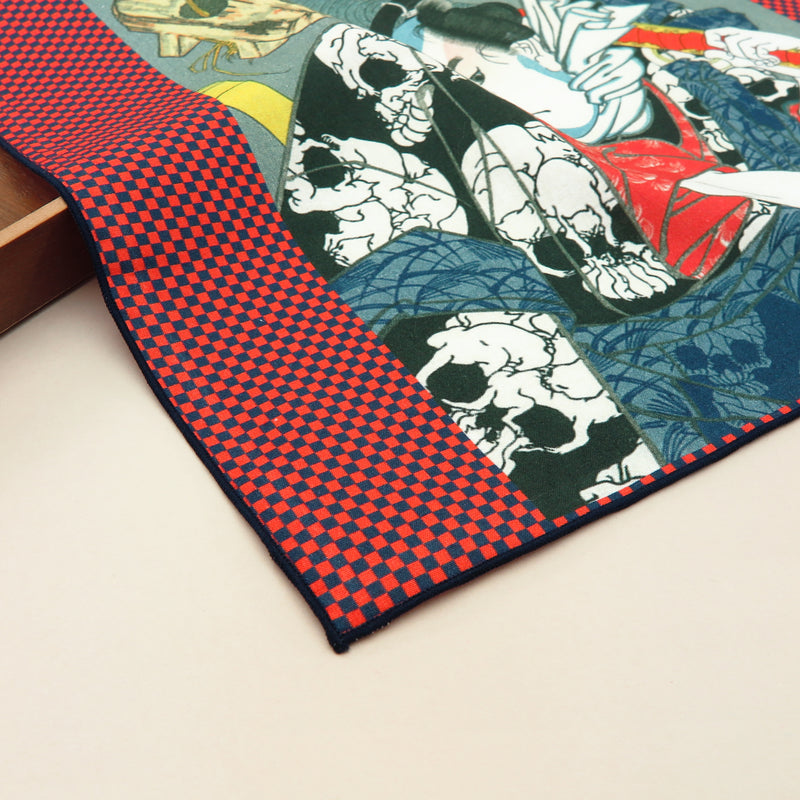 2nd image: Ukiyo-e Japanese Art Handkerchief - Ukiyo-e Kuniyoshi Utagawa , Red tones | 1000-3004