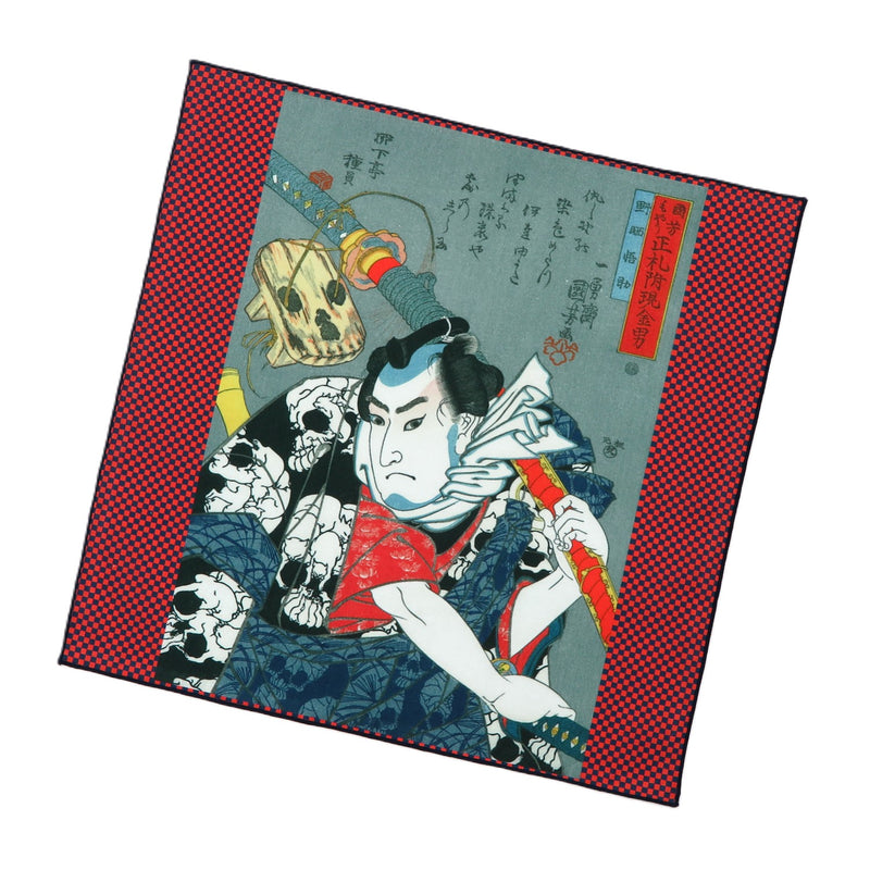 4th image: Ukiyo-e Japanese Art Handkerchief - Ukiyo-e Kuniyoshi Utagawa , Red tones | 1000-3004