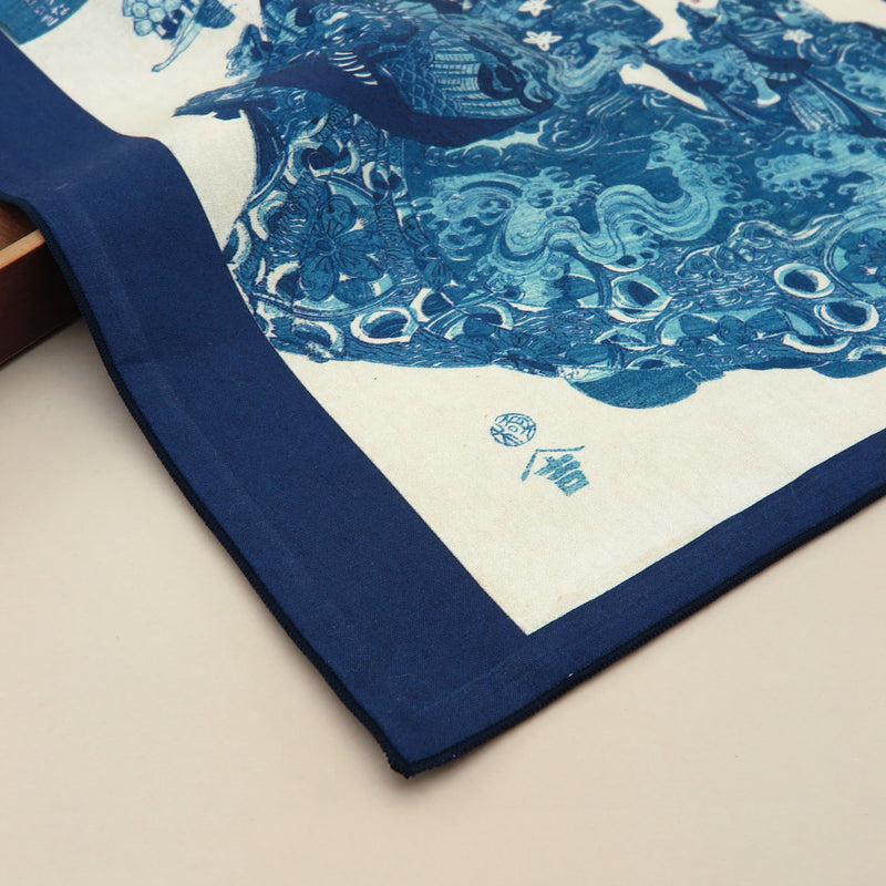 2nd image: Ukiyo-e Japanese Art Handkerchief - Ukiyo-e Kunisada Utagawa , Navy tones | 1000-3008