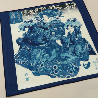 Main image: Ukiyo-e Japanese Art Handkerchief - Ukiyo-e Kunisada Utagawa , Navy tones | 1000-3008