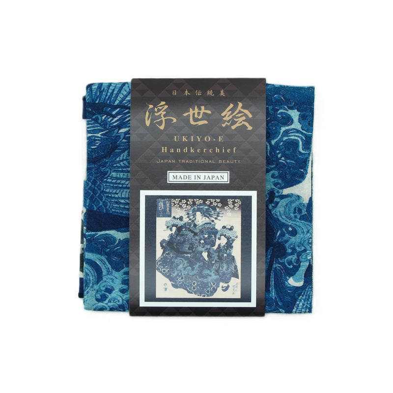 6th image: Ukiyo-e Japanese Art Handkerchief - Ukiyo-e Kunisada Utagawa , Navy tones | 1000-3008