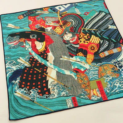 Main image: Ukiyo-e Japanese Art Handkerchief - Ukiyo-e Utagawa Sadahide , Blue tones | 1000-3013