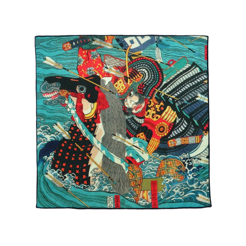 5th image: Ukiyo-e Japanese Art Handkerchief - Ukiyo-e Utagawa Sadahide , Blue tones | 1000-3013