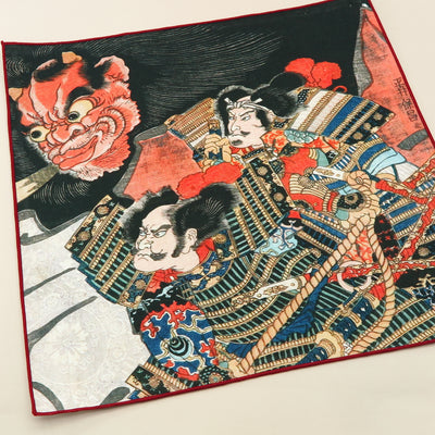 Main image: Ukiyo-e Japanese Art Handkerchief - Ukiyo-e Kuniyoshi Utagawa , Black tones | 1000-3015