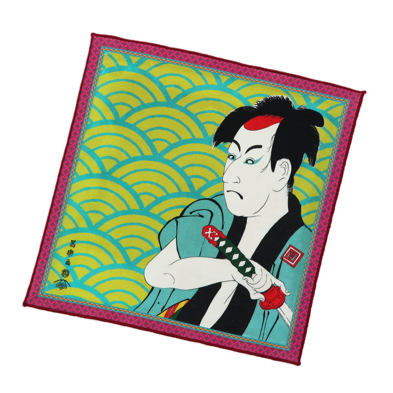 4th image: Designer collabs Handkerchief - Ukiyo-e Sharaku Toshusai , Green tones | 1000-4001