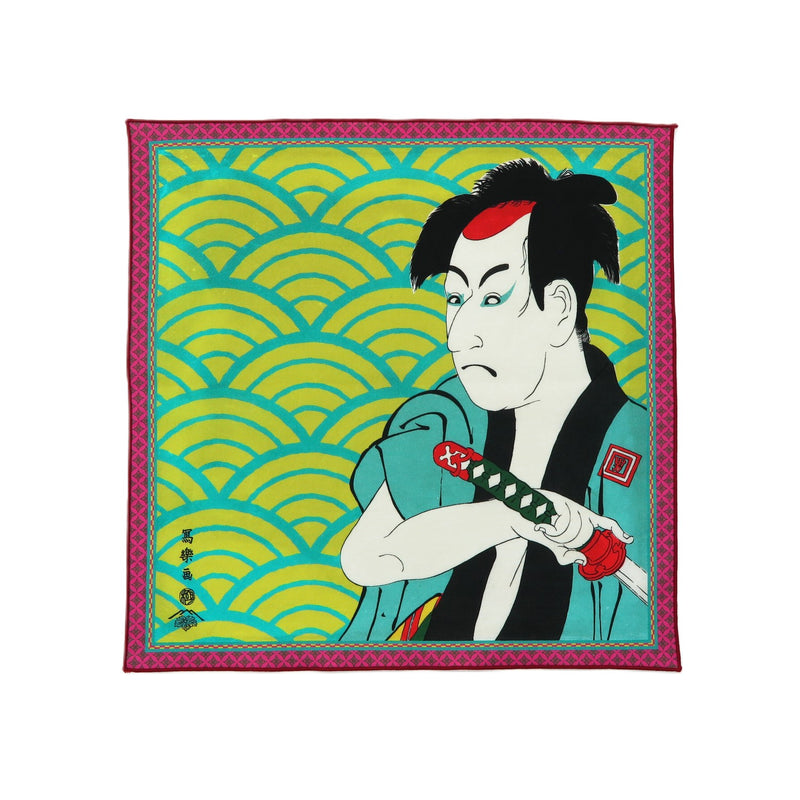 5th image: Designer collabs Handkerchief - Ukiyo-e Sharaku Toshusai , Green tones | 1000-4001