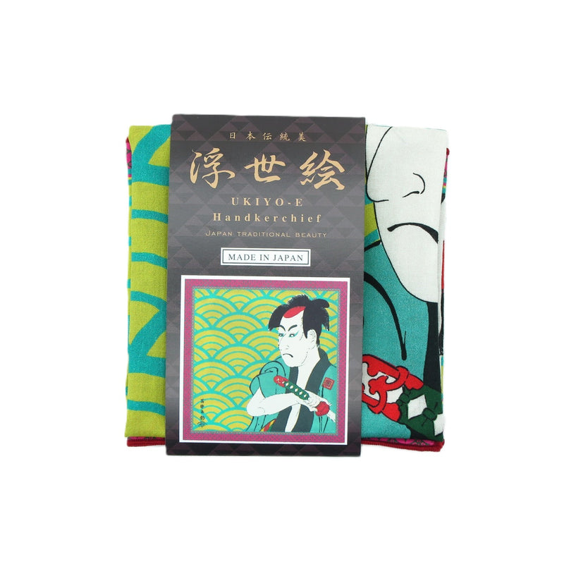 6th image: Designer collabs Handkerchief - Ukiyo-e Sharaku Toshusai , Green tones | 1000-4001