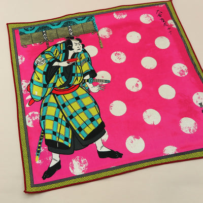 Main image: Designer collabs Handkerchief - Ukiyo-e Sharaku Toshusai , Pink tones | 1000-4003