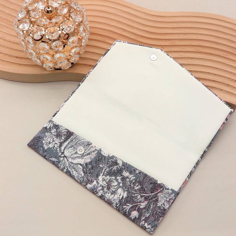 3nd image: Japanese Magnetic Pouch - Floral , Grey tones | 10006-024