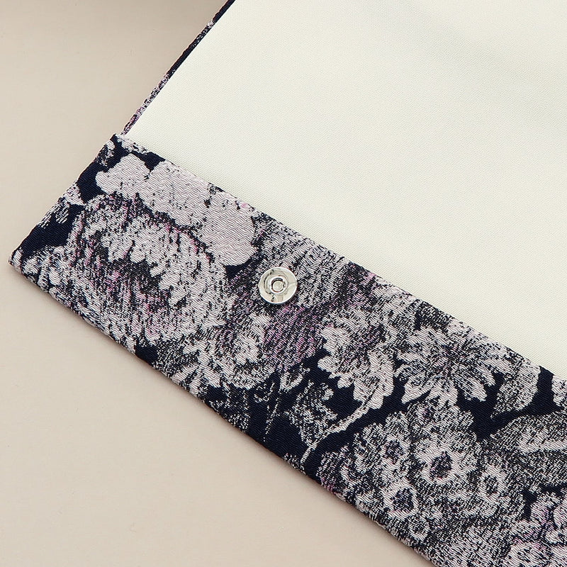 4th image: Japanese Magnetic Pouch - Floral , Navy tones | 10006-025