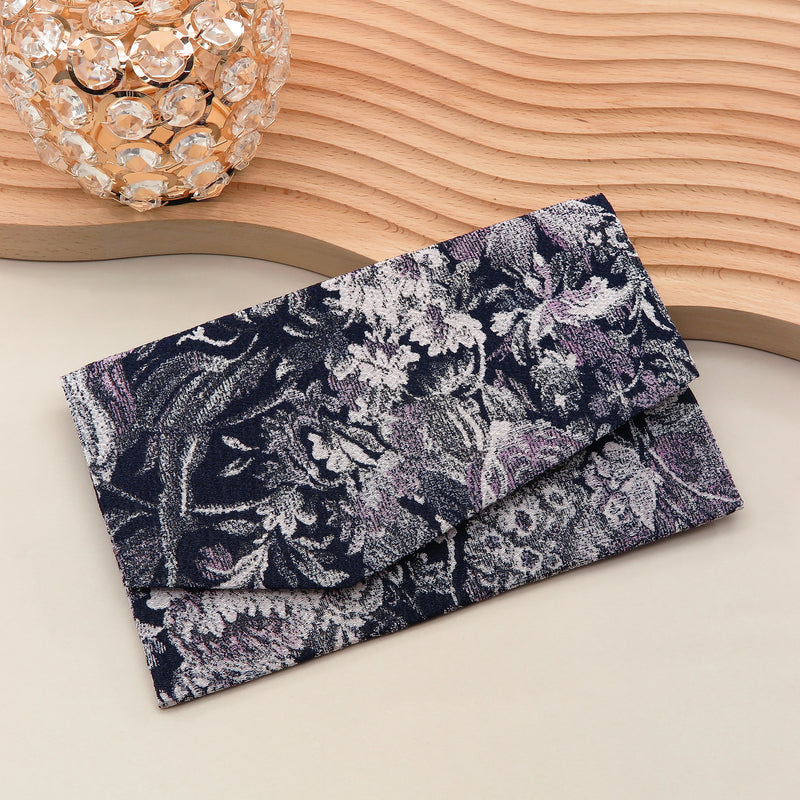 Main image: Japanese Magnetic Pouch - Floral , Navy tones | 10006-025