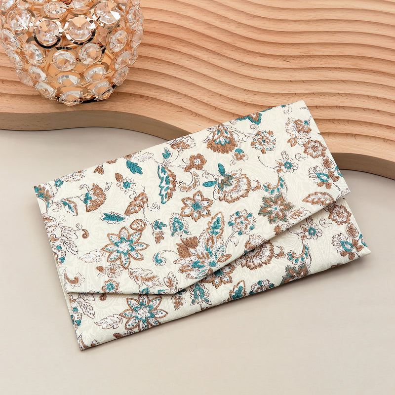 Main image: Japanese Magnetic Pouch - Floral Paisley , Ivory tones | 10006-048