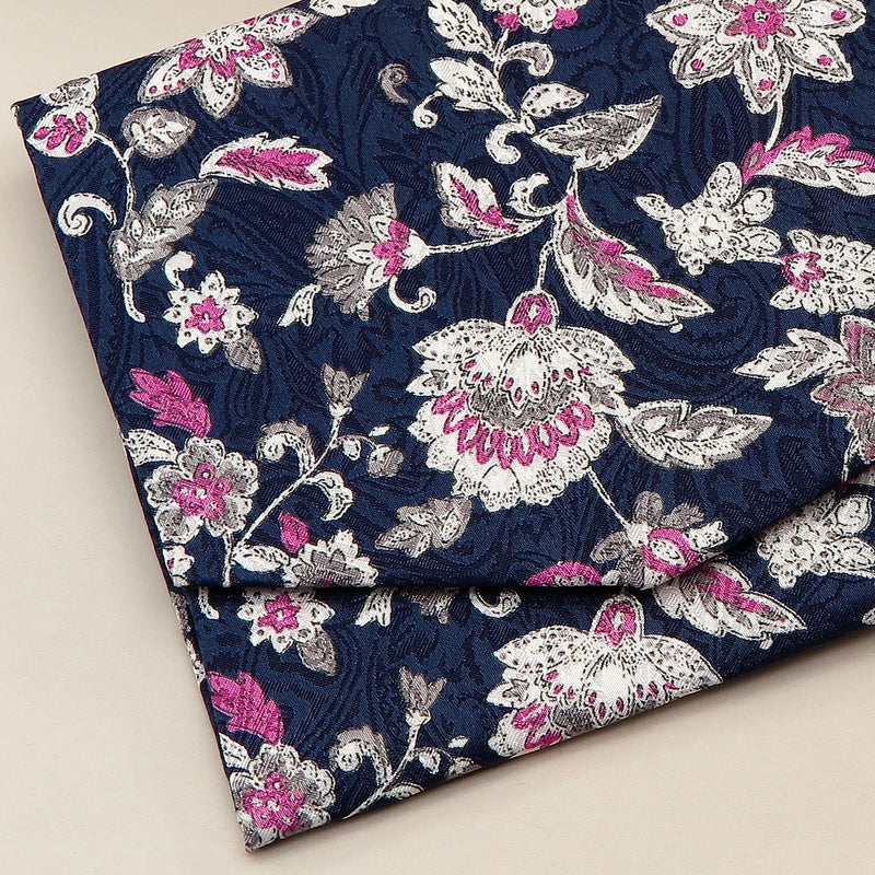 2nd image: Japanese Magnetic Pouch - Floral Paisley , Navy tones | 10006-049