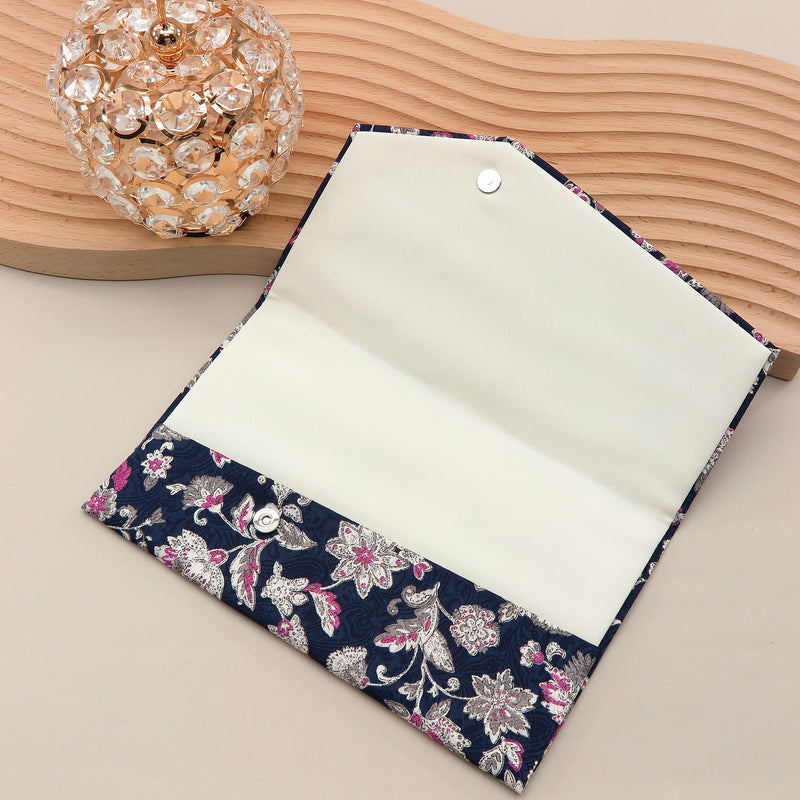 3nd image: Japanese Magnetic Pouch - Floral Paisley , Navy tones | 10006-049