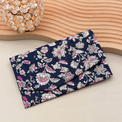 Main image: Japanese Magnetic Pouch - Floral Paisley , Navy tones | 10006-049