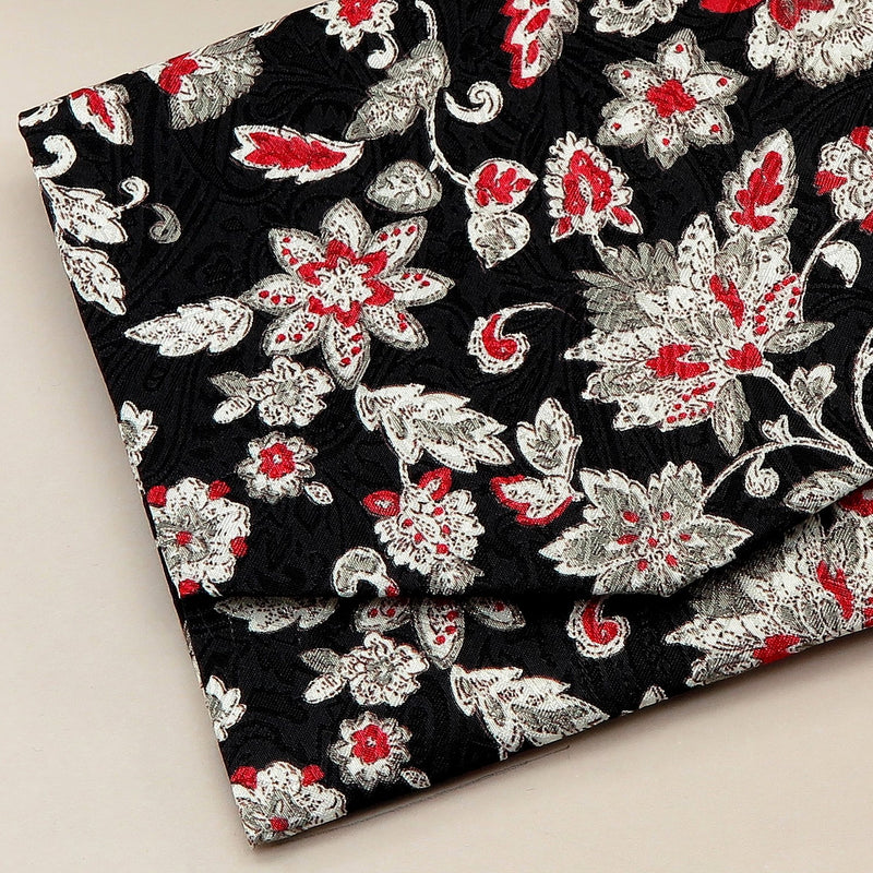 2nd image: Japanese Magnetic Pouch - Floral Paisley , Black tones | 10006-050