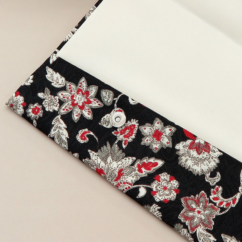 4th image: Japanese Magnetic Pouch - Floral Paisley , Black tones | 10006-050