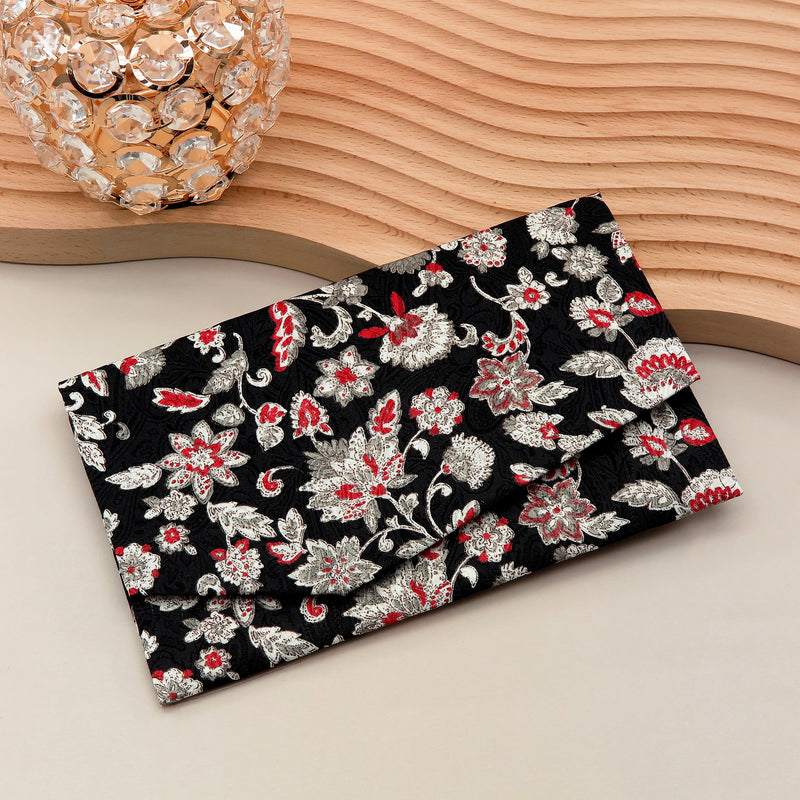 Main image: Japanese Magnetic Pouch - Floral Paisley , Black tones | 10006-050