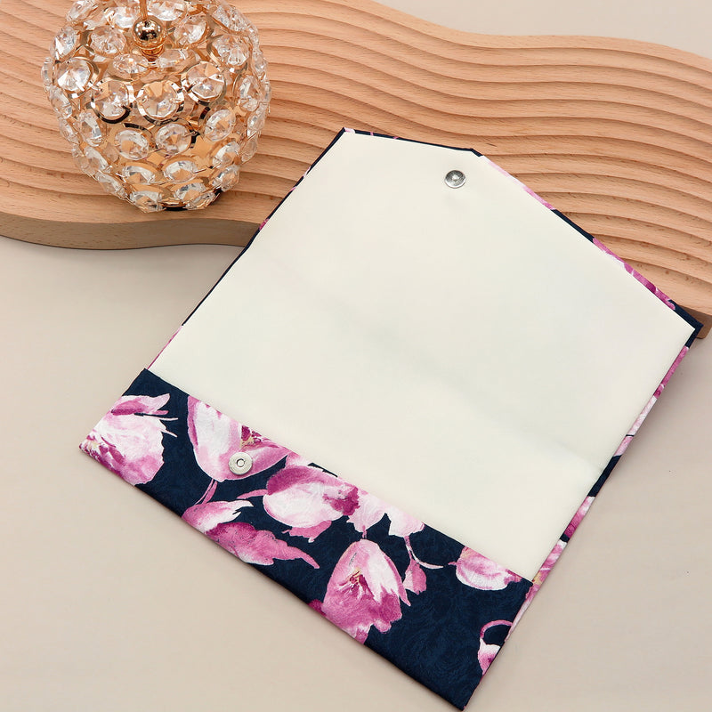 3nd image: Japanese Magnetic Pouch - Floral , Navy tones | 10006-052