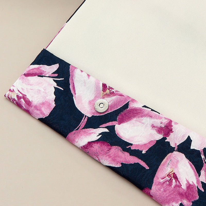 4th image: Japanese Magnetic Pouch - Floral , Navy tones | 10006-052