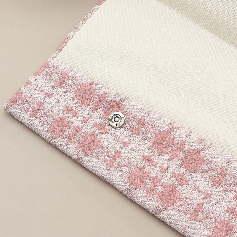 4th image: Japanese Magnetic Pouch - Houndstooth , Pink tones | 10006-057