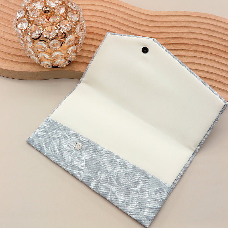 3nd image: Japanese Magnetic Pouch - Hibiscus , Silver tones | 10006-066