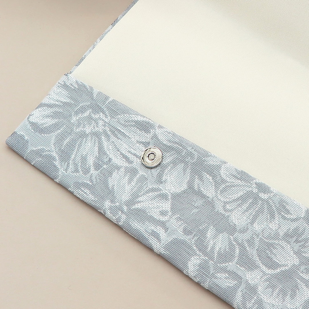 4th image: Japanese Magnetic Pouch - Hibiscus , Silver tones | 10006-066