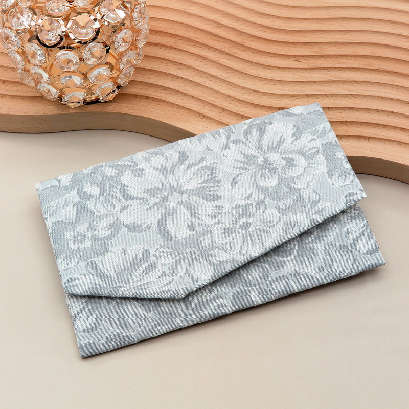 Main image: Japanese Magnetic Pouch - Hibiscus , Silver tones | 10006-066