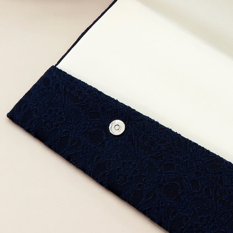 4th image: Japanese Magnetic Pouch - Lace Pattern , Navy tones | 10006-103