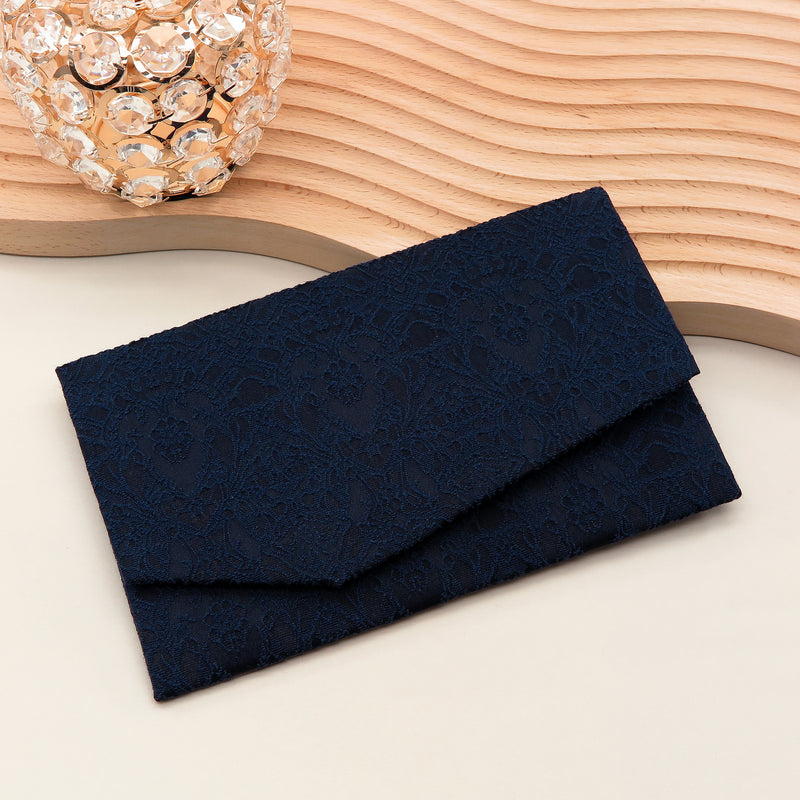 Main image: Japanese Magnetic Pouch - Lace Pattern , Navy tones | 10006-103