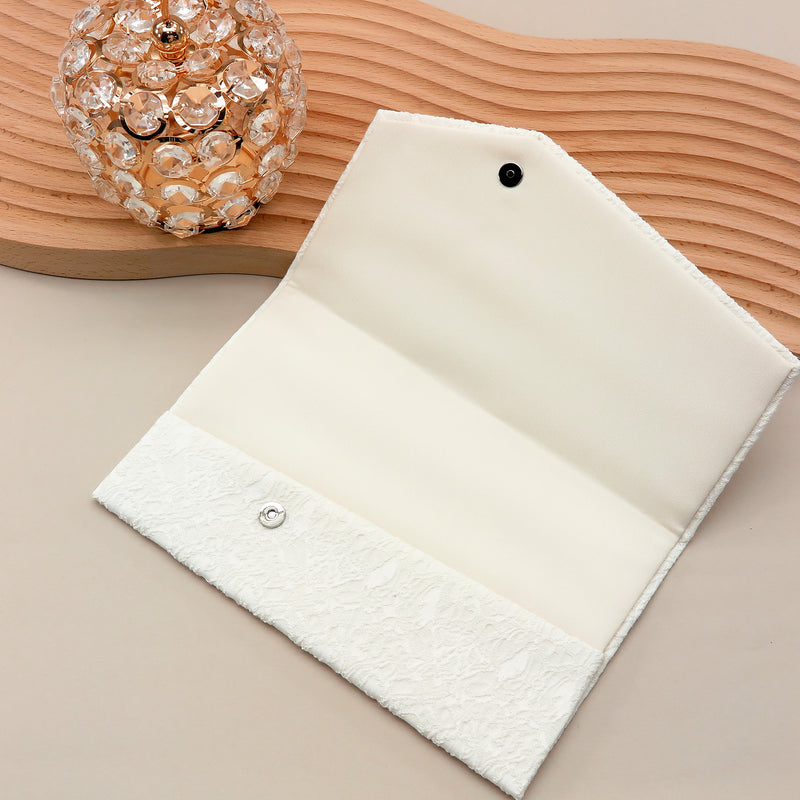 3nd image: Japanese Magnetic Pouch - Lace Pattern , White tones | 10006-105